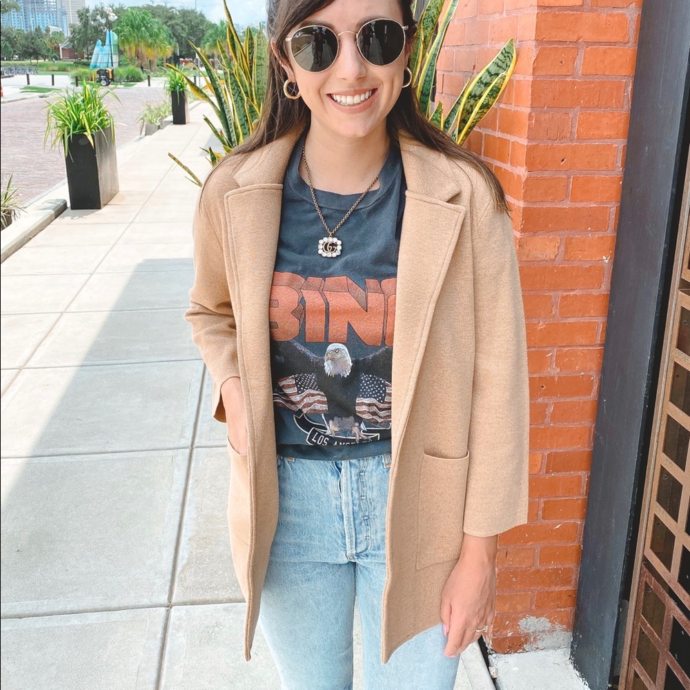 J.Crew Tan Sophie Open Front Sweater Blazer - image 4